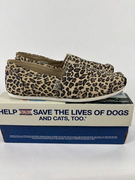 BOBS from Skechers Shoes - BOBS from Skechers Leopard Print Slip-On Ballet Flats in Beige and Black